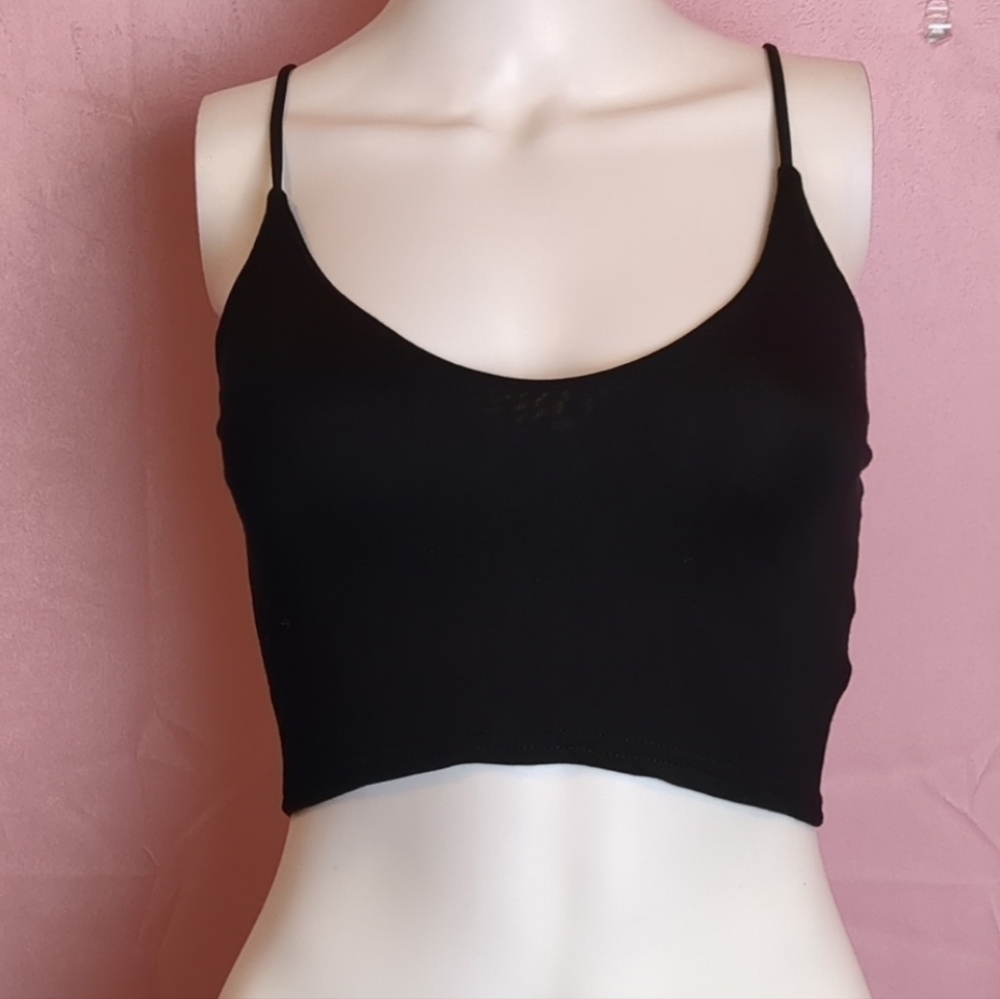 Nasty Gal Strappy Scoop Neck Crop Top in Black size 2